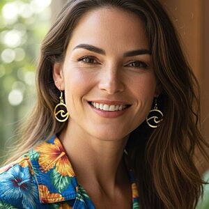 5 For $25💫Gold Ocean Wave Dangles Earrings